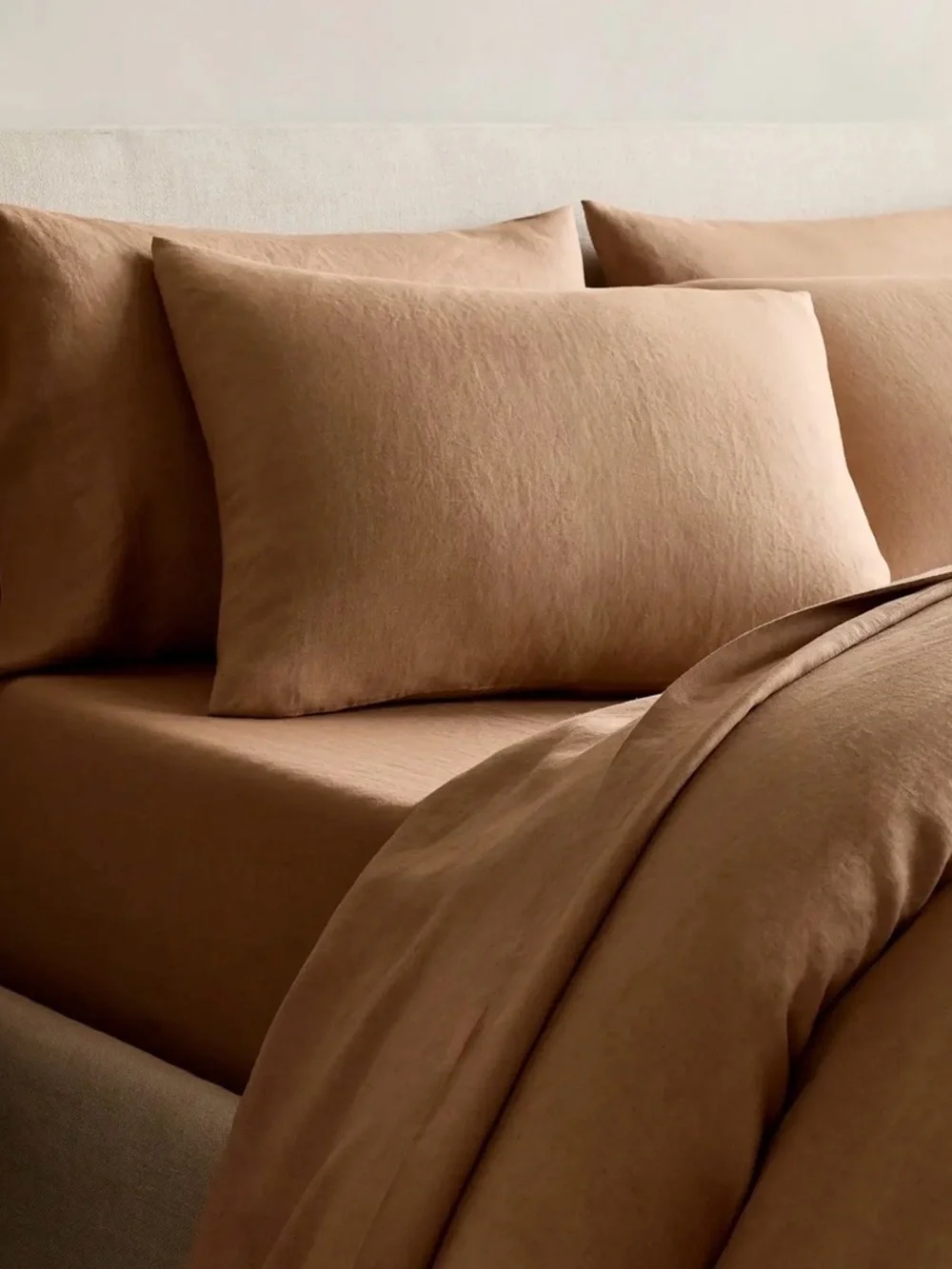 Quince European Linen 3 Piece Duvet Cover Set, King/Cal (Latte)